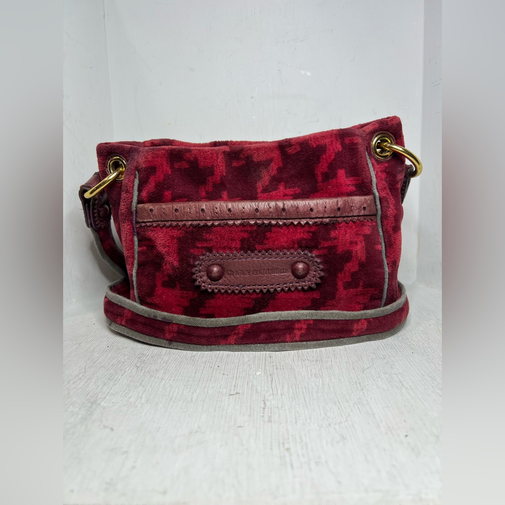 Vintage 2010 Juicy Couture Small Crossbody  RootbeerRed Houndstooth